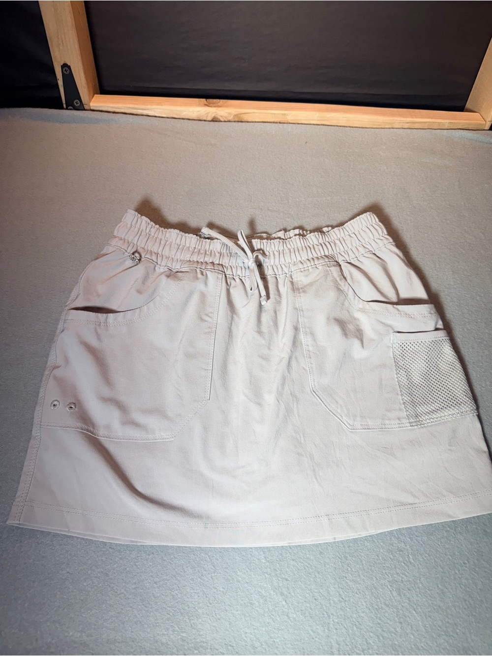 Columbia Cream Drawstring Utility Mini Skirt